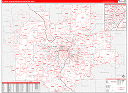 St. Louis Metro Area Wall Map Red Line Style 2026